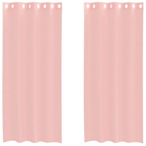 vidaXL Gordijnen voile met doorvoertules 2 st 140x245 cm roze