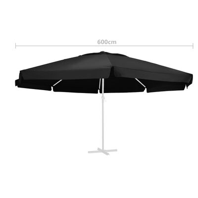 Grand Scheur hersenen vidaXL Vervangingsdoek voor parasol 600 cm zwart online kopen | vidaXL.be