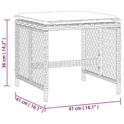 vidaXL Tuinkrukken 4 st met kussens 41x41x36 cm poly rattan beige