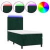 vidaXL Boxspring met matras en LED fluweel donkergroen 90x200 cm