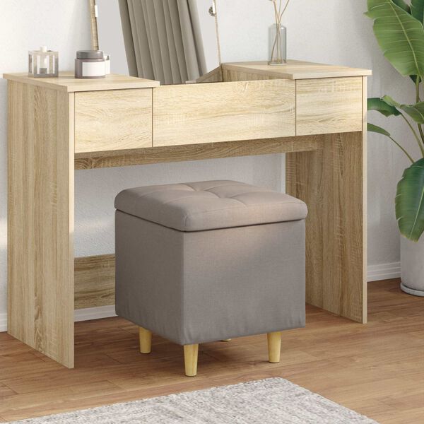 vidaXL Opslagottoman met kussen Taupe 40 x 40 x 45 cm Stof