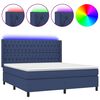 vidaXL Boxspring met matras en LED stof blauw 160x200 cm