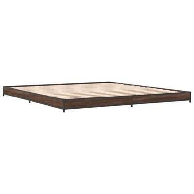 vidaXL Bedframe bewerkt hout metaal bruin eikenkleur 180x200 cm