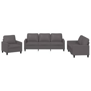 vidaXL 3-delige Loungeset met kussens kunstleer grijs
