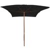 vidaXL Parasol met houten paal 200x300 cm zwart