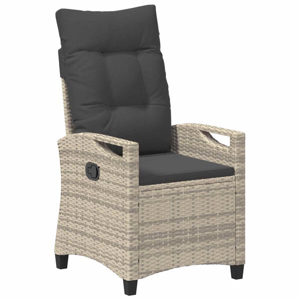 vidaXL Verstelbare tuinstoel Licht Grijs en Donker Grijs poly rattan