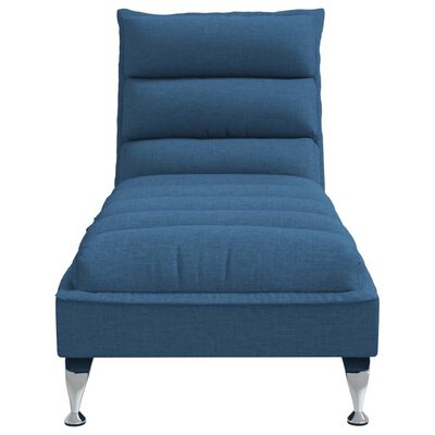 vidaXL Massage chaise longue met kussens stof blauw