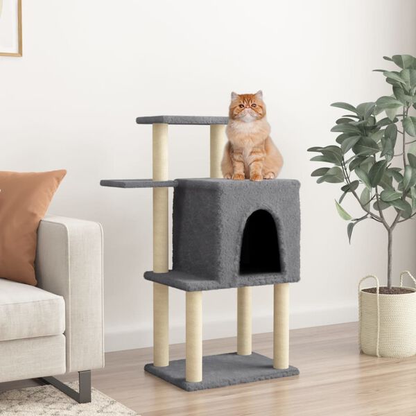 vidaXL Kattenmeubel met sisal krabpalen 97 cm donkergrijs