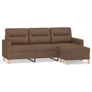 vidaXL Driezitsbank met voetenbank 180 cm stof bruin