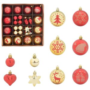 vidaXL Kerstbal Set 40 st Goud en Rood &Oslash; 6 cm Kunststof