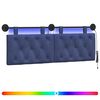 vidaXL Hangend hoofdbord Met LED-verlichting Politieblauw Fluweel
