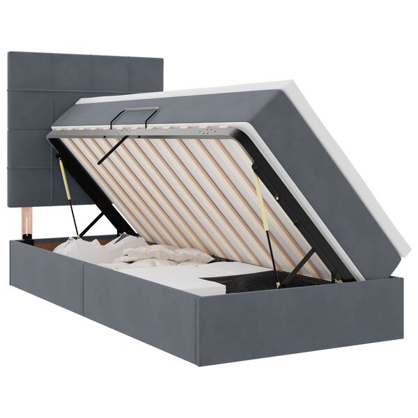 vidaXL Opslag bed met matras Donkergrijs 90 x 200 cm Fluweel