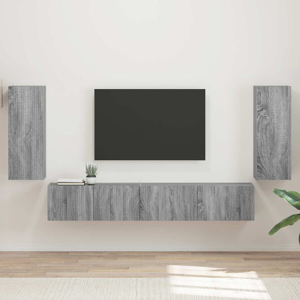 vidaXL Tv-meubelset 4 pcs Grijs Sonoma Bewerkt hout