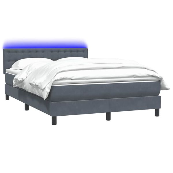 vidaXL Boxspring met matras en LED fluweel donkergrijs 160x220 cm