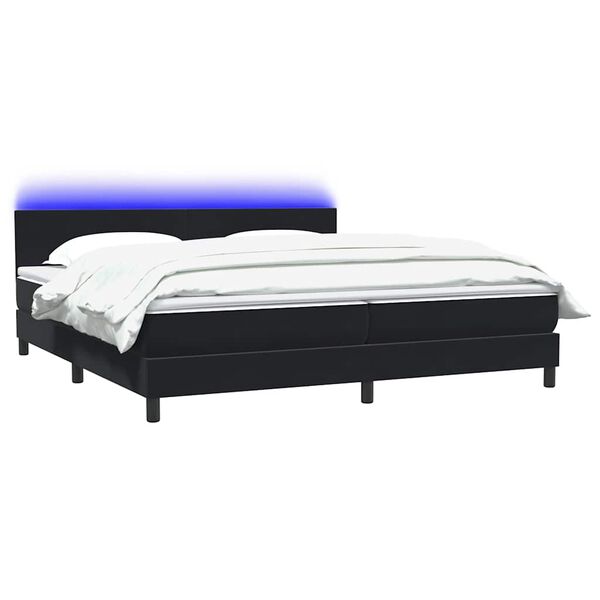 vidaXL Boxspring met matras en LED fluweel zwart 180x210 cm