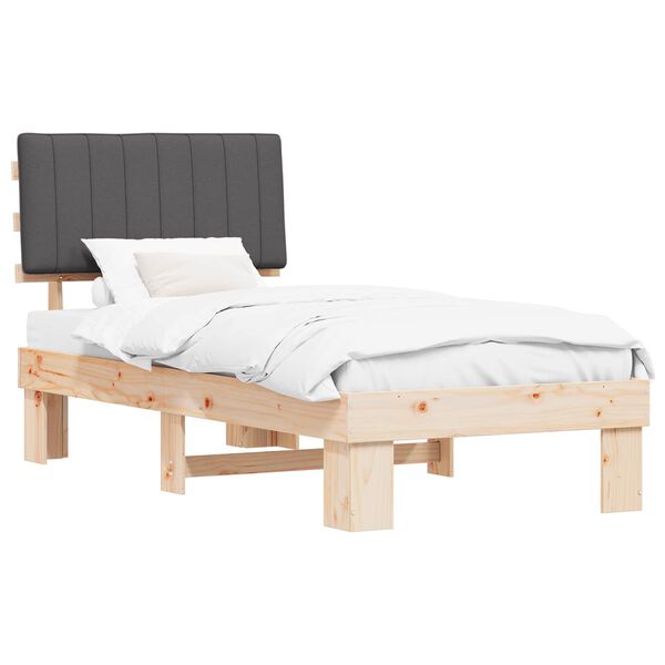 vidaXL Bedframe met Gevoerd Hoofdgedeelte Donkergrijs 90 x 190 cm