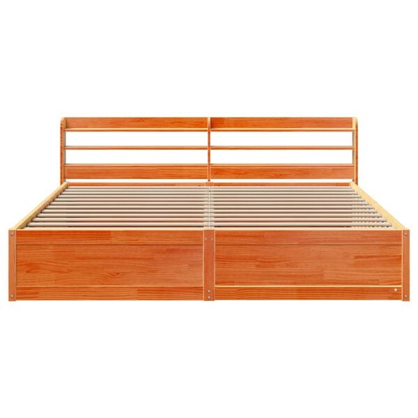 vidaXL Bedframe met hoofdbord massief grenenhout wasbruin 180x200 cm