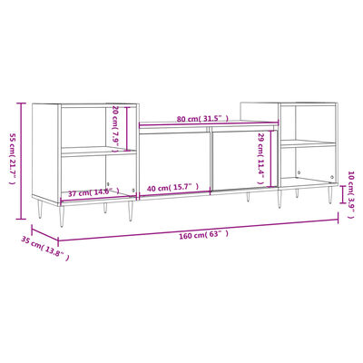 vidaXL Tv-meubel 160x35x55 cm bewerkt hout sonoma eikenkleurig