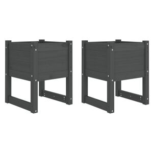 vidaXL Plantenbakken 2 st 40x40x52,5 cm massief grenenhout grijs