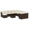 vidaXL 12-delige Loungeset met kussens poly rattan bruin