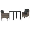 vidaXL Tuin eettafelset 3 st Grijs poly rattan