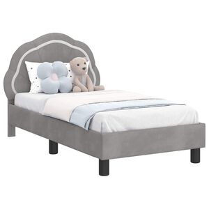 vidaXL Peuterbedframe met hoofdbord Lichtgrijs 70 x 140 cm Fluweel