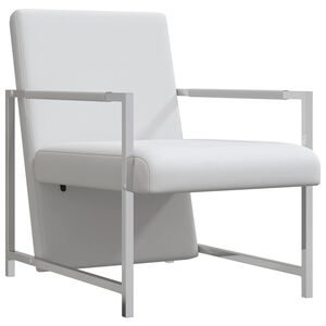 vidaXL Fauteuil met chromen poten kunstleer wit