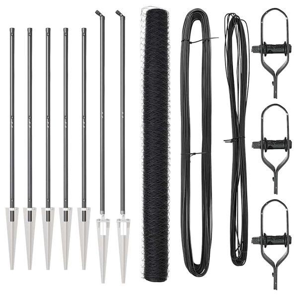 vidaXL Afrasteringspaal Grijs 10 x 1,5 m (36 mm gaas) Staal en PVC