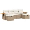 vidaXL 6-delige Loungeset met kussens poly rattan beige