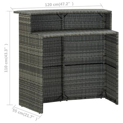 vidaXL 3-delige Tuinbarset grijs