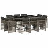 vidaXL 11-delige Tuinset met kussens poly rattan grijs