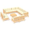 vidaXL 12-delige Loungeset met cr&egrave;mekleurige kussens grenenhout