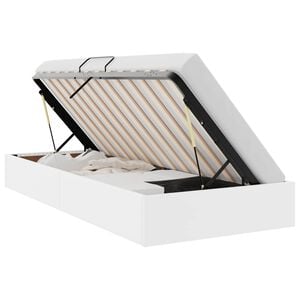 vidaXL Ottoman Bedframe met opslag Puur Wit 90 x 190 cm Nep Leer