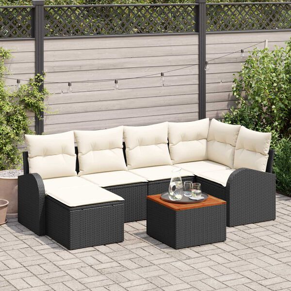 vidaXL Tuin Sofa Set 7 pcs Zwart en wit