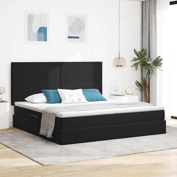 vidaXL Opslag bed met matras met matras Zwart 200 x 200 cm Fluweel