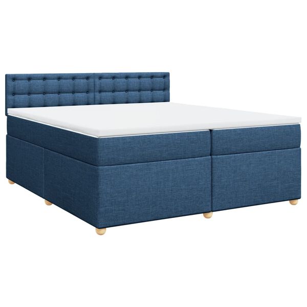 vidaXL Boxspring met matras stof blauw 200x200 cm