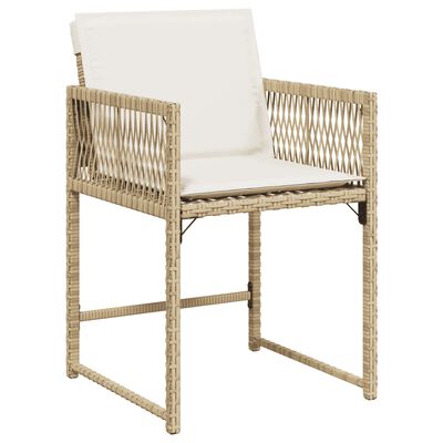 vidaXL 9-delige Tuinset met kussens poly rattan beige