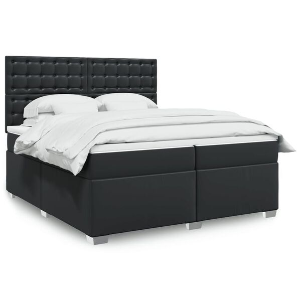 vidaXL Boxspring met matras kunstleer zwart 200x200 cm