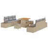 vidaXL Tuinbankenset met kussen met opslag 9 pcs Beige Poly riet