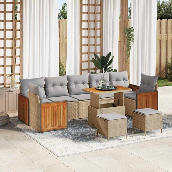 vidaXL Tuin Sofa Set 10 pcs Beige 90 x 55 x 71 cm poly rattan