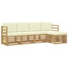 vidaXL Buiten bankenset 5 pcs Wit en cr&egrave;mekleurig 245 x 122,5 x 73 cm