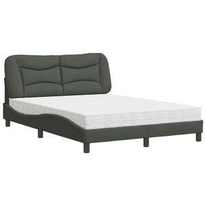 vidaXL Bed met matras "Hvar" stof donkergrijs 140x190 cm