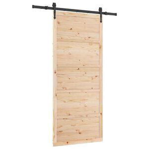 vidaXL Schuifdeur Naturel 80 x 208 cm Massief grenenhout