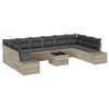vidaXL Tuin Sofa Set met kussen 11 pcs Lichtgrijs poly rattan