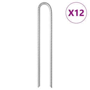vidaXL Tentharingen 12 st U-vormig &Oslash;10 mm 37 cm gegalvaniseerd staal
