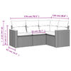 vidaXL 4-delige Loungeset met kussens poly rattan beige