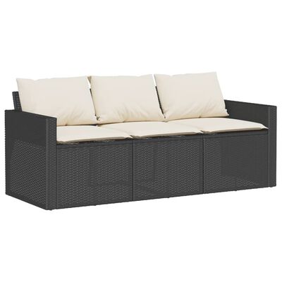 vidaXL 2-delige Tuinset met kussens poly rattan zwart