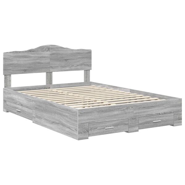 vidaXL Bedframe met hoofdeinde Grijs Sonoma 160 x 200 cm Bewerkt hout