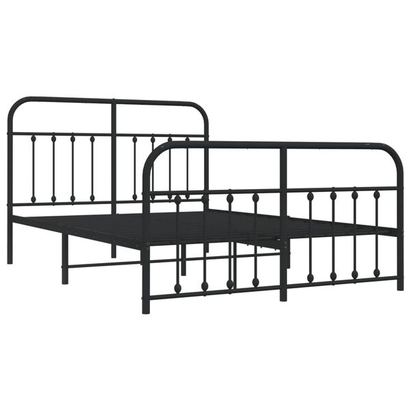 vidaXL Bedframe met hoofd- en voeteneinde metaal zwart 140x200 cm