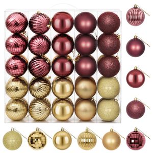 vidaXL Kerstballen set 50 st Goud en wijnrood 8 cm Polystyreen